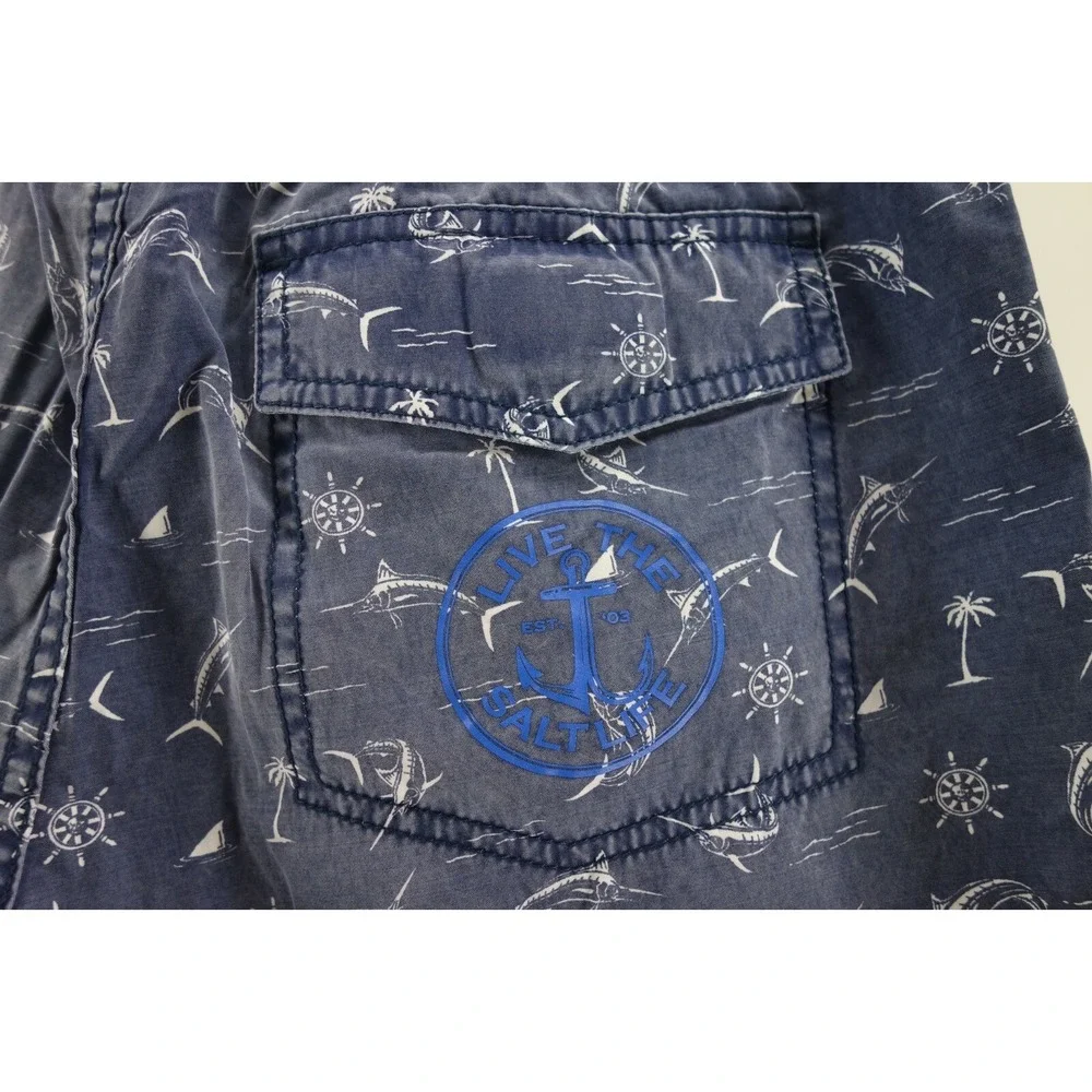Salt Life AquaTrunks Men's SLX-QD Vapor Stretch‎ Board Swim Shorts size Med FISH